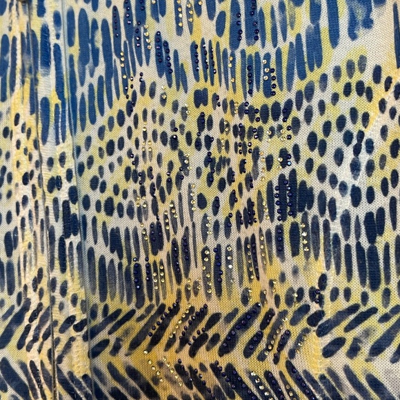 Zenergy by Chico’s Blue Abstract Zip Hoodie Jacket Rhinestone Detail Size 3 - Picture 3 of 13